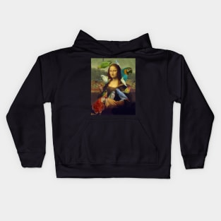 mona lisa - mother of parrots Kids Hoodie